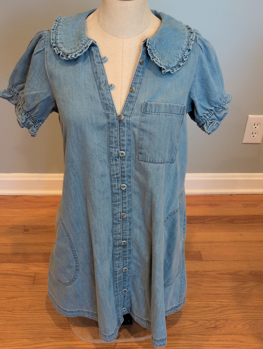 Anthropologie Pilcro Keira Denim Mini Dress Light Wash XS